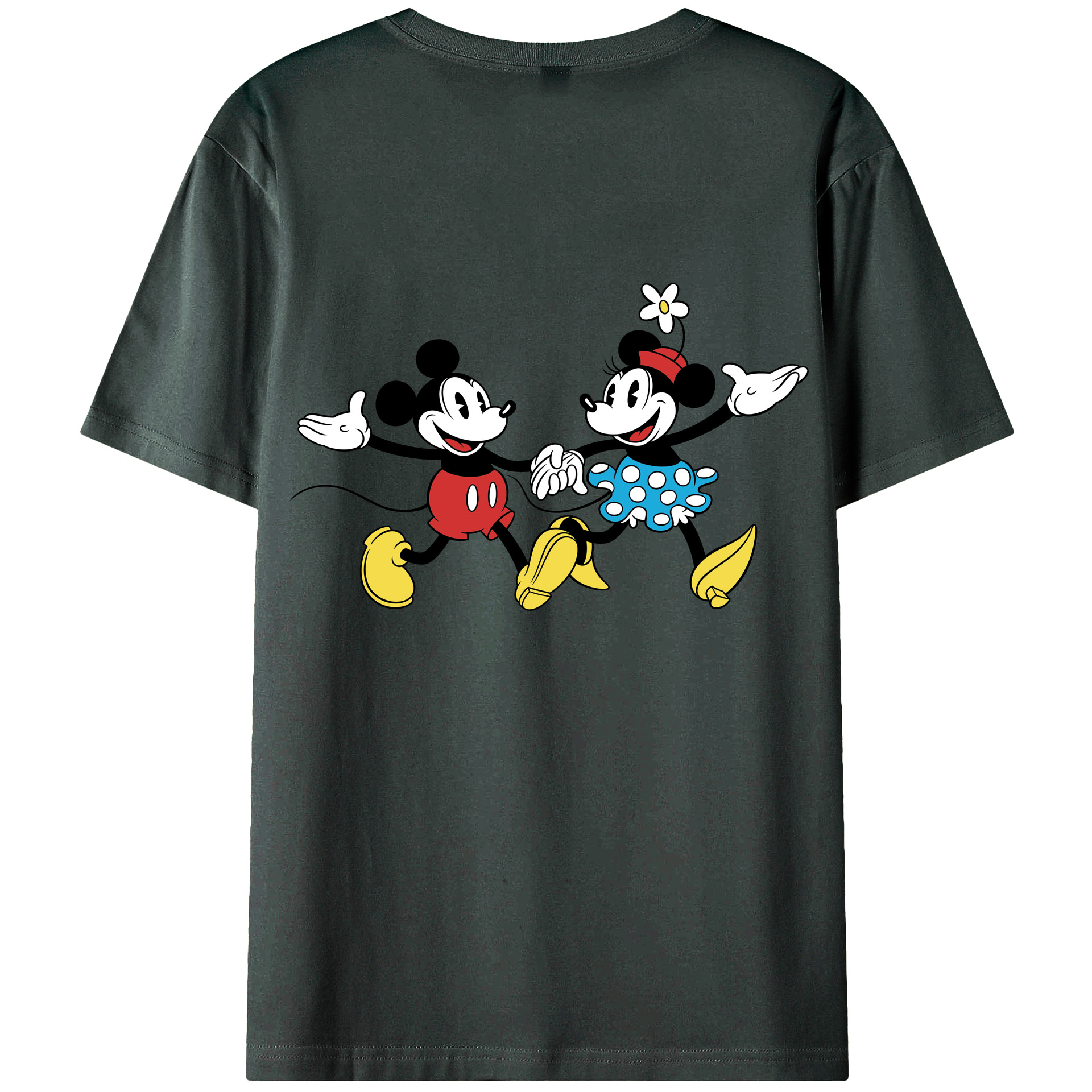 ミッキーマウス Mickey Mouse 綿100％ メンズ半袖Tシャツ（バックプリント） 通気性
